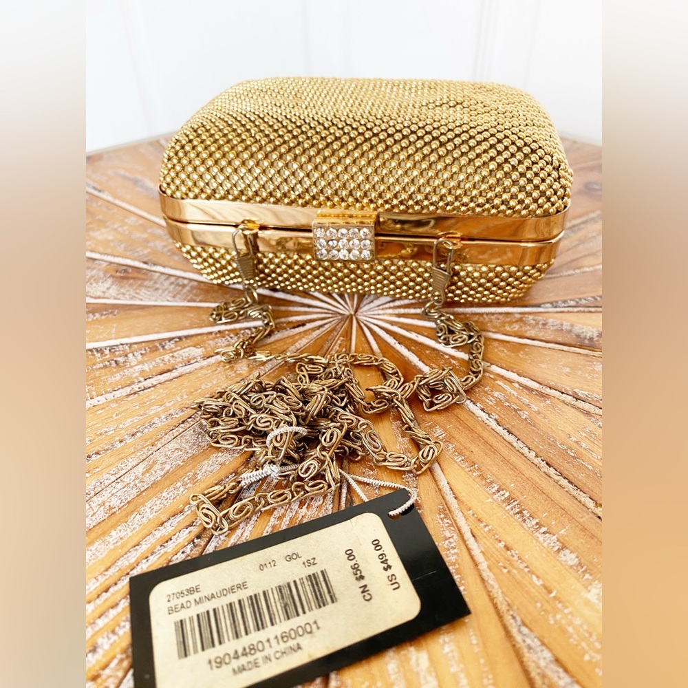 NWT bebe Gold Tone Minaudiere Bag